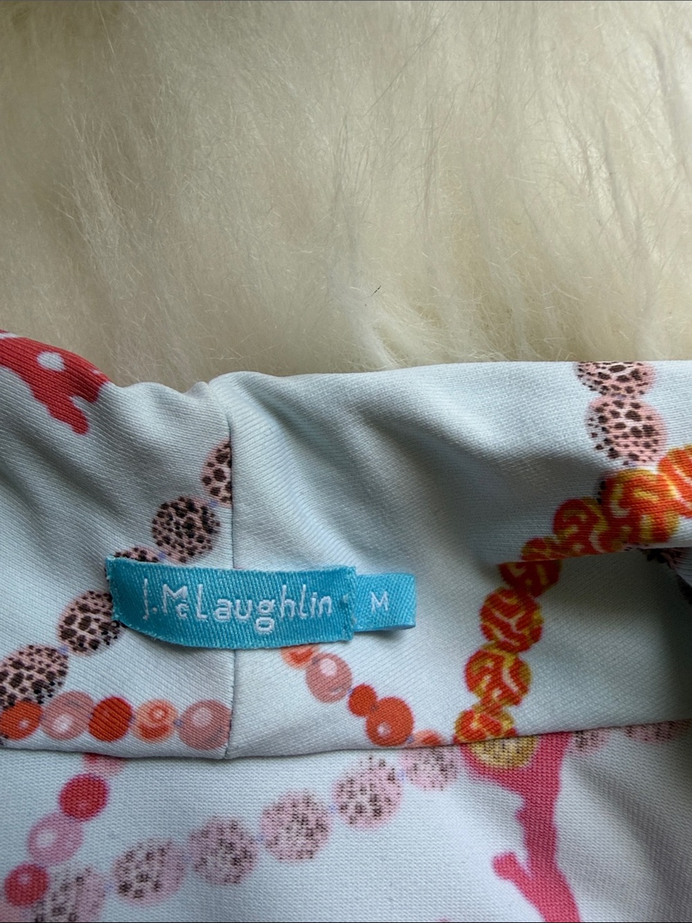 J. McLaughlin light blue Tank with Coral & Orange Chain Motif size M - Picture 5 of 6